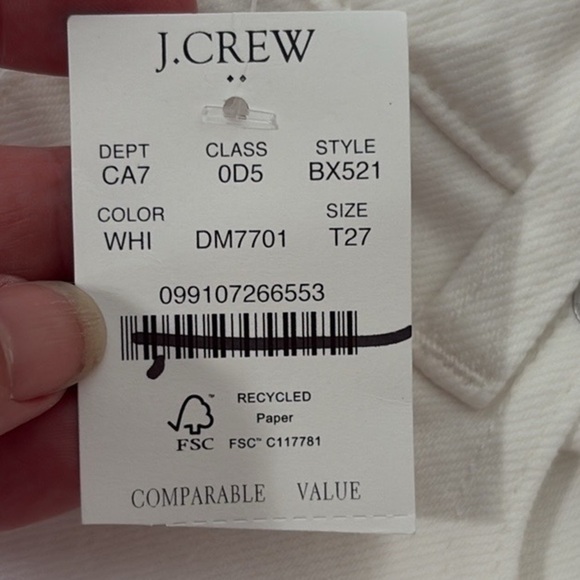 J.Crew‎ Tall essential straight jean in all-day stretch white  size 27T NWT - Picture 5 of 7